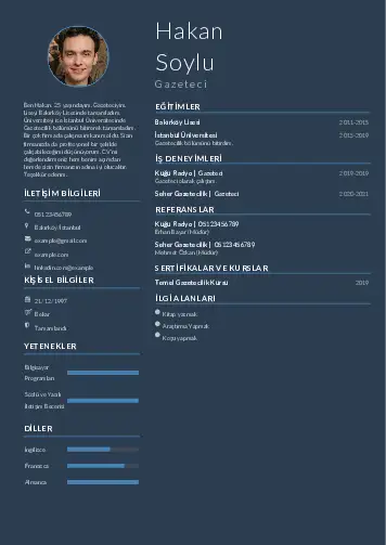 Gazeteci CV Örnekleri cv indir